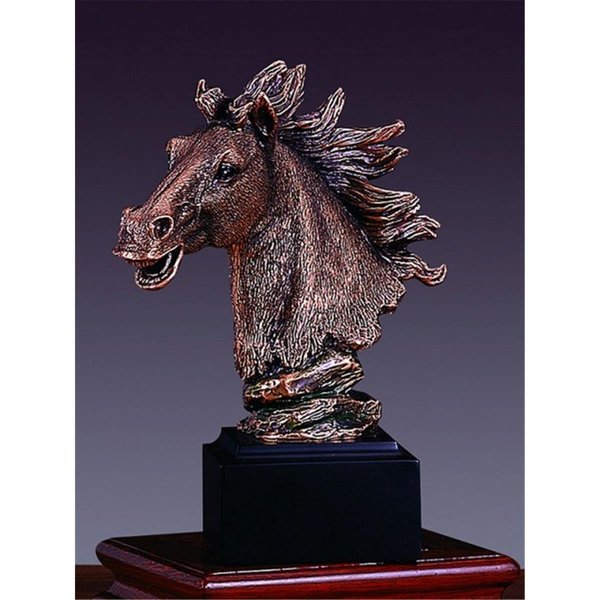 Dwellingdesigns F Horse Head Bronze Plated Resin Sculpture - 5.5 x 3 x 7.5 in. DW2142214